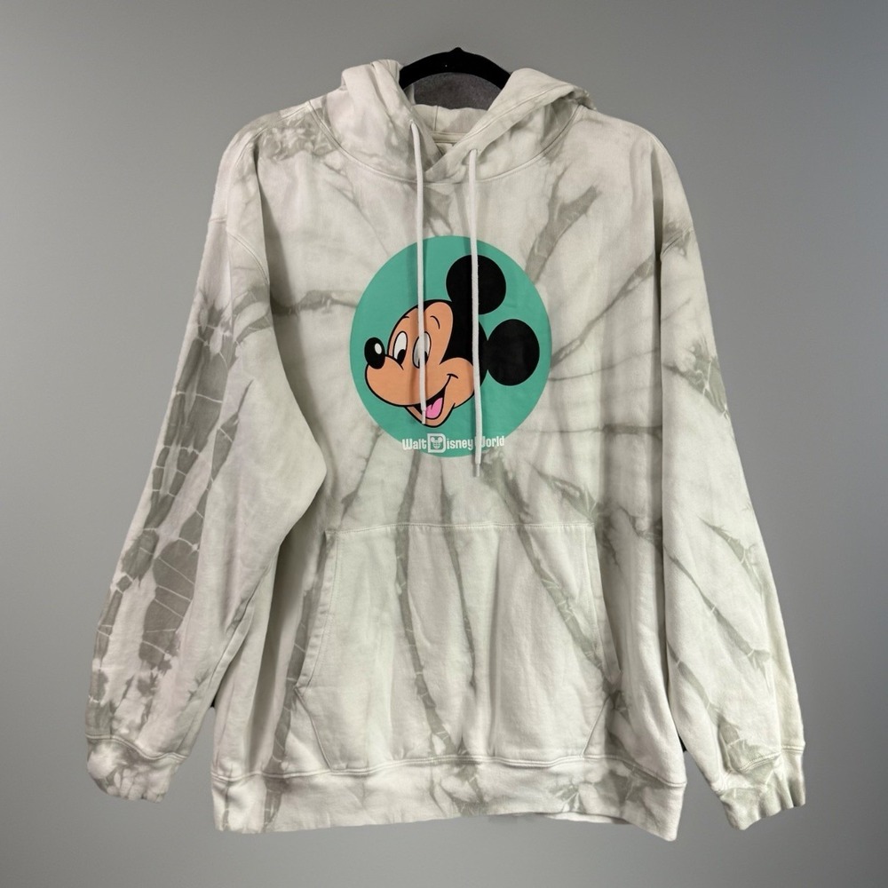Disney world parks mickey mouse hoodie mens large tie dye pullover sweatshirt